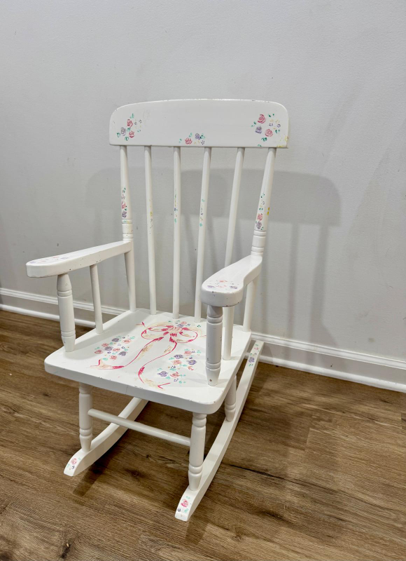 White Wooden Kids Rocking Chair - photo 2