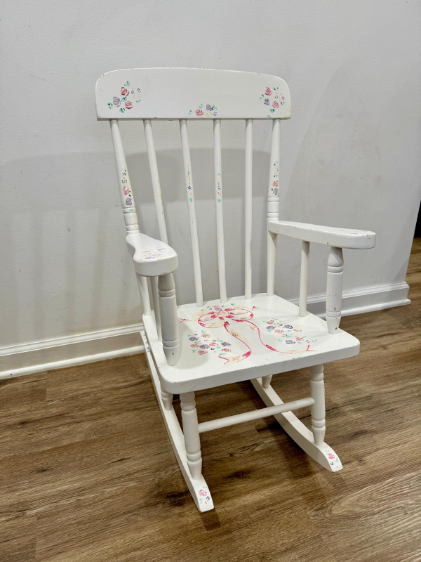 White Wooden Kids Rocking Chair - photo 5