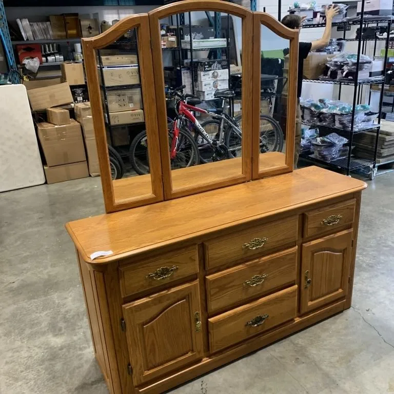 Wooden Dresser with Mirror