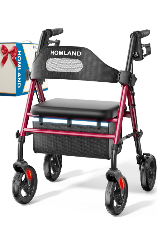 Homland Foldable Red Walker with Seat