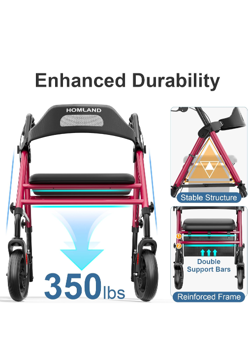 Homland Foldable Red Walker with Seat - photo 2