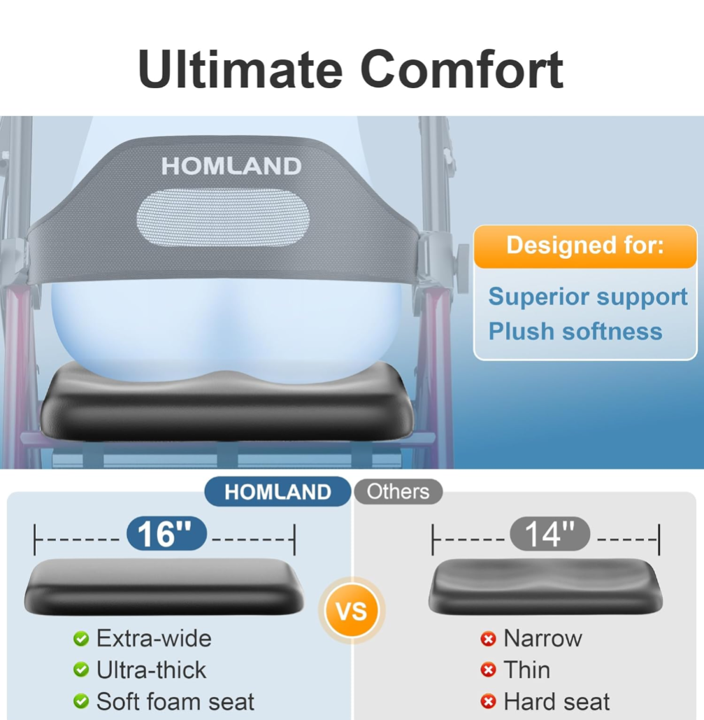 Homland Foldable Red Walker with Seat - photo 3