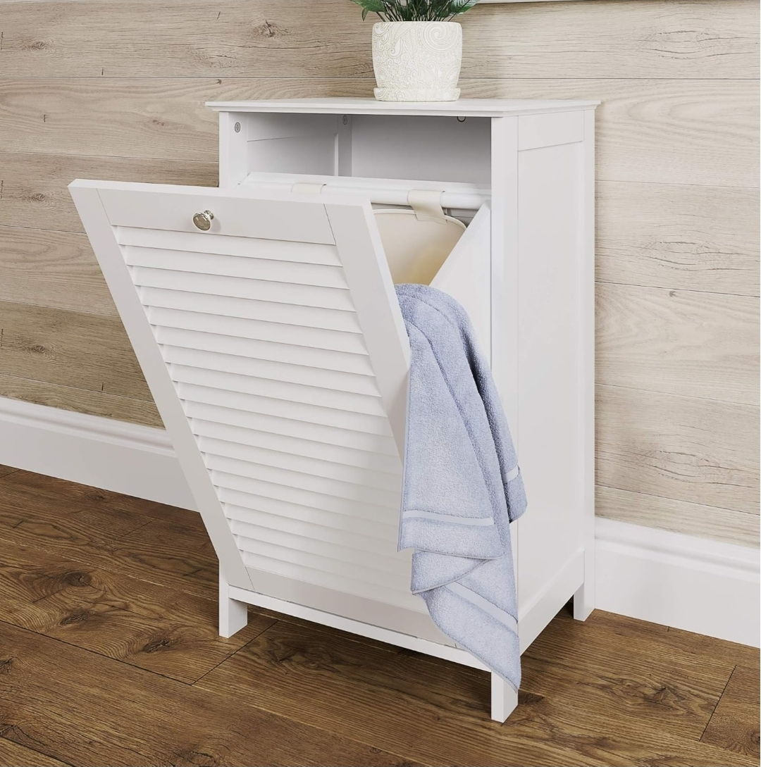 White Tilt Out Laundry Hamper