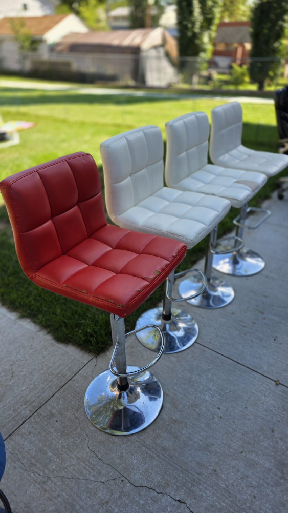 4 Bar Stools - Red and White