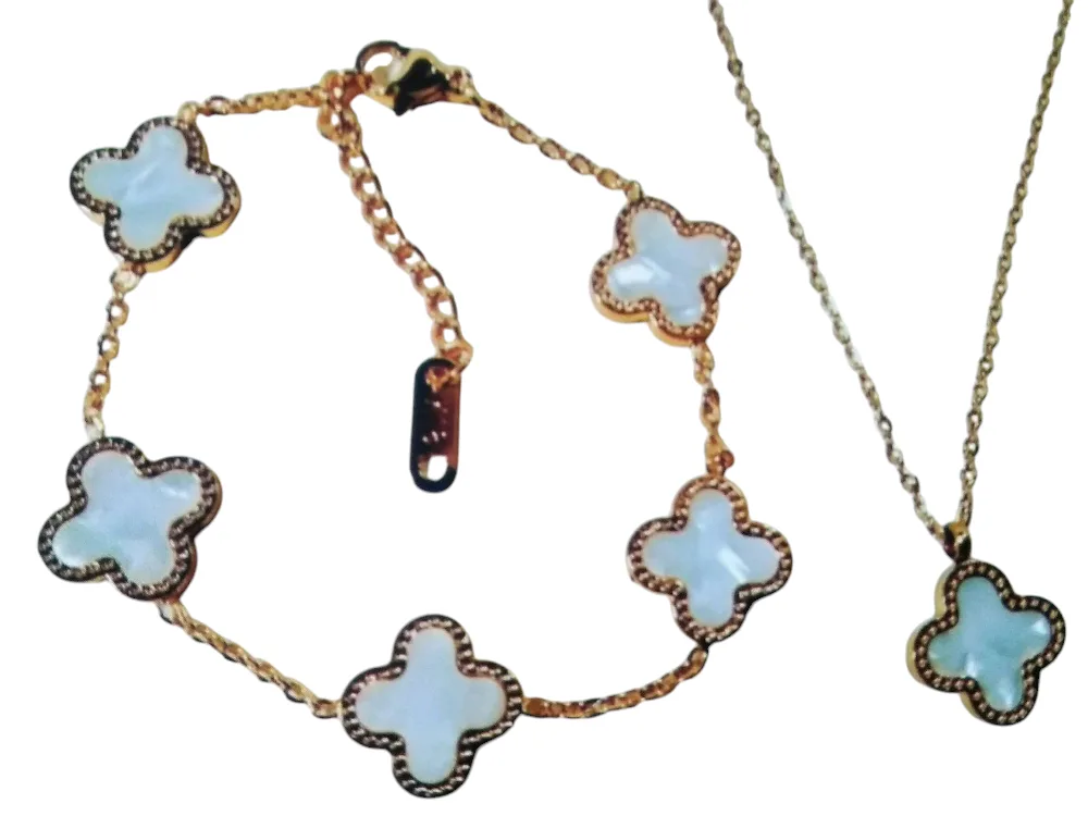 Four Leaf Necklace & Bracelet Set thumbnail