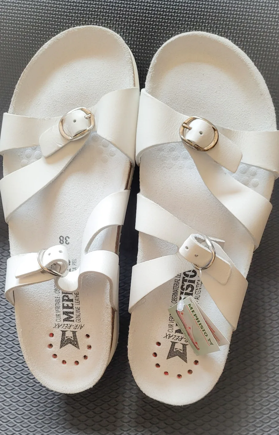 Mephisto Helen White Leather Sandals Size 8 thumbnail