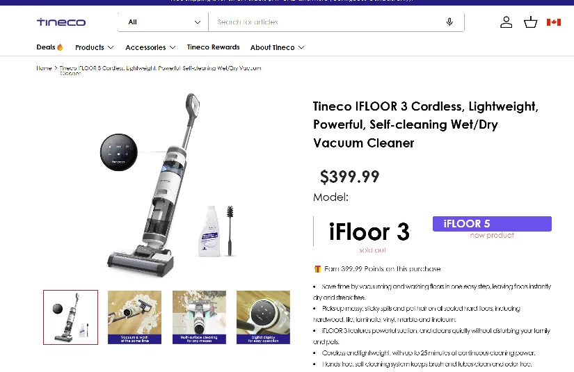 Tineco iFloor 3 Cordless Vacuum & Wash - Like New! image indicator(6)