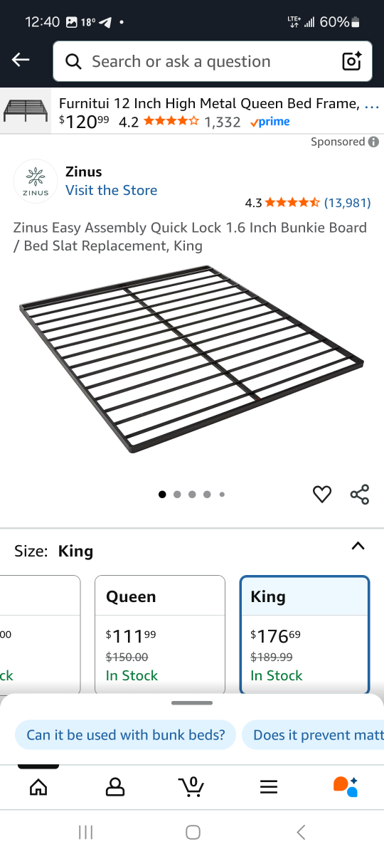 Zinus Easy Assembly King Bed Frame