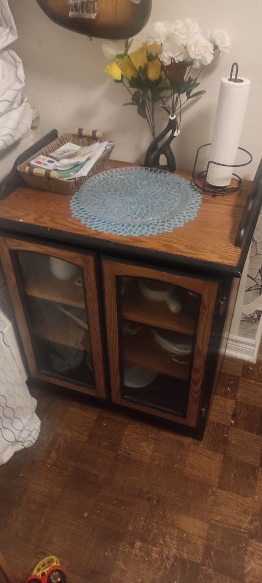 Oak and Black Display Cabinet - photo 2