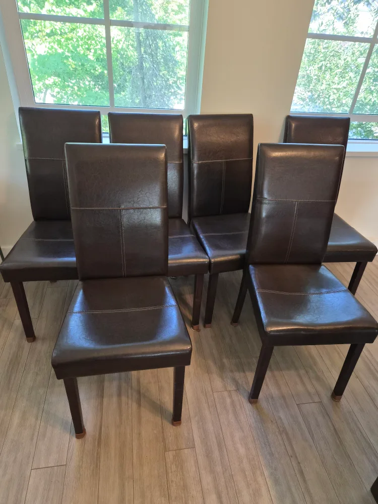 Set of 6 Brown Faux Leather Dining Chairs thumbnail
