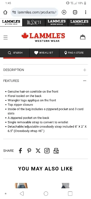 Wrangler Cowhide & Floral Embossed Bag image indicator(9)