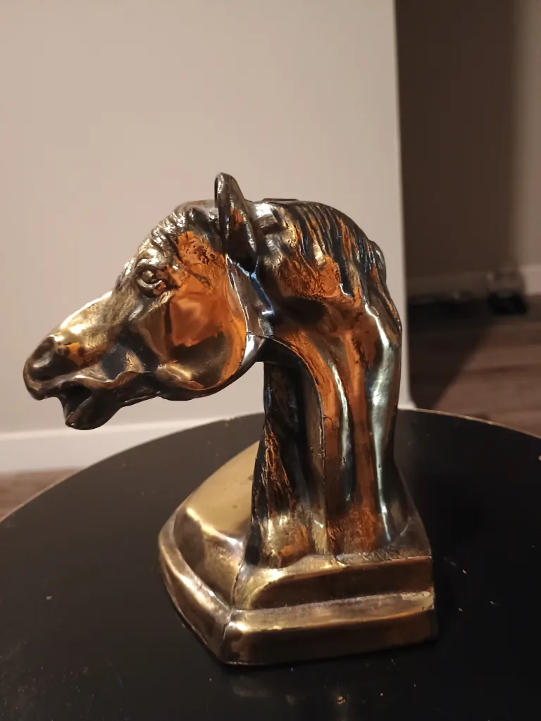Vintage Brass Plated Horse Head Bookend