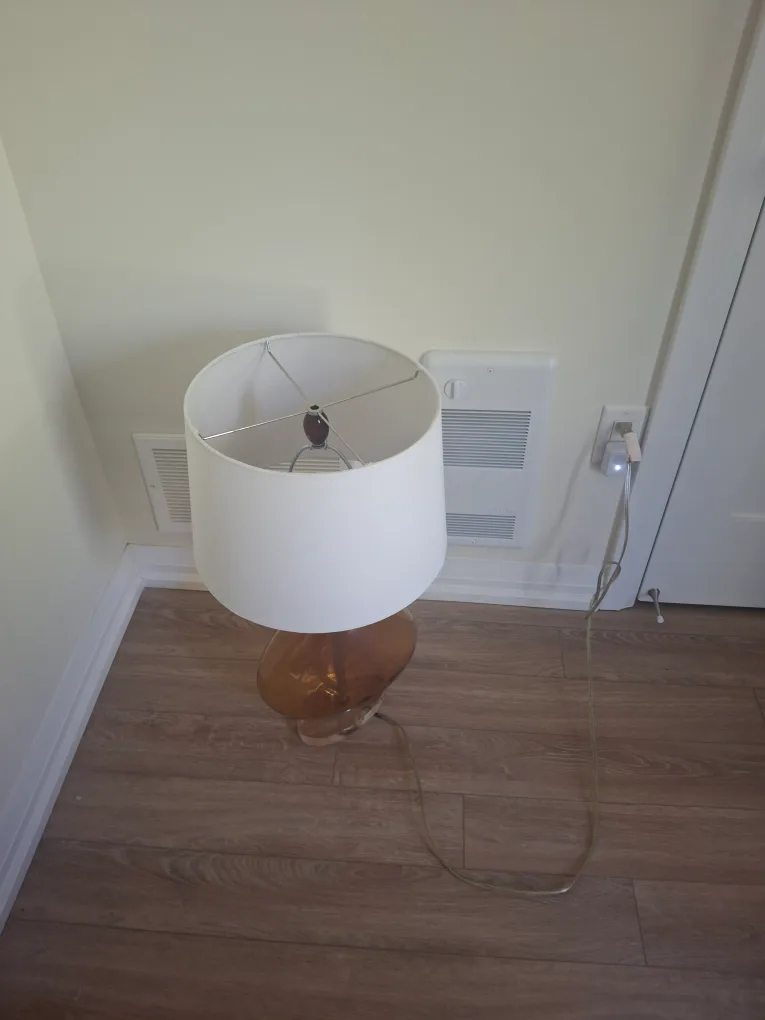 Mid- century  table lamp with amber glass thumbnail
