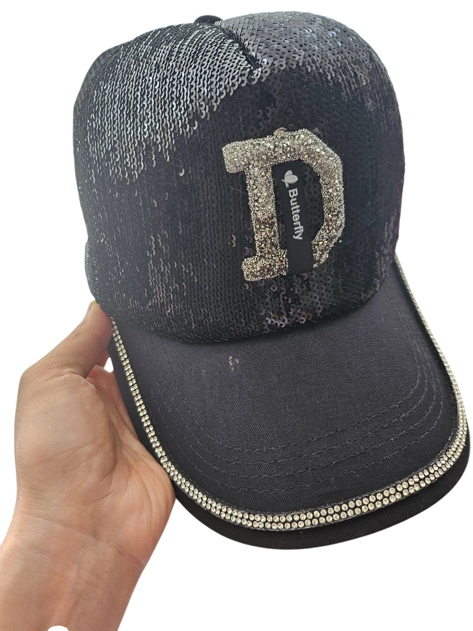 Sequin Butterfly 'D' Baseball Cap thumbnail