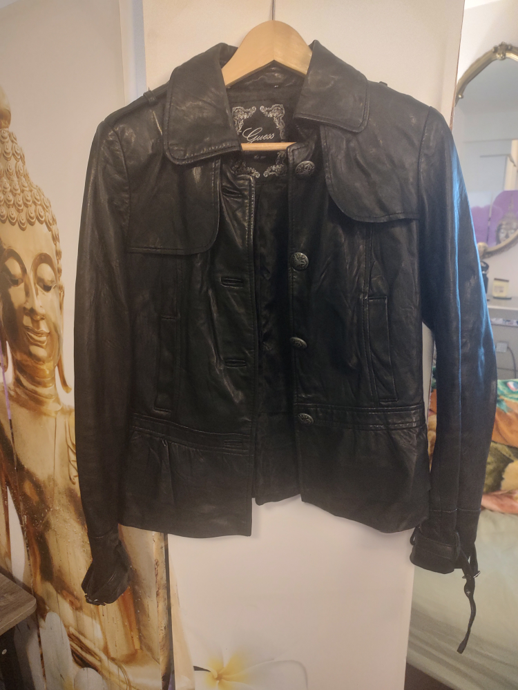 Guess Black Leather Jacket