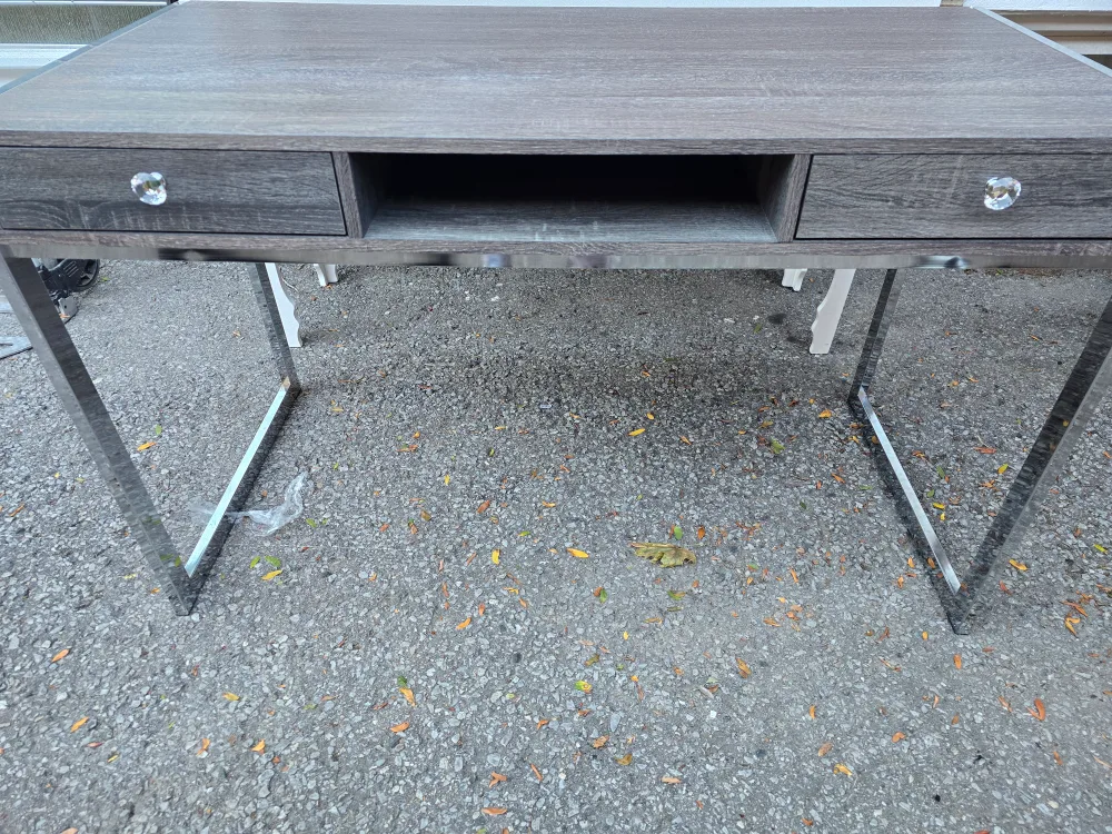 Grey Woodgrain Desk with Drawers thumbnail