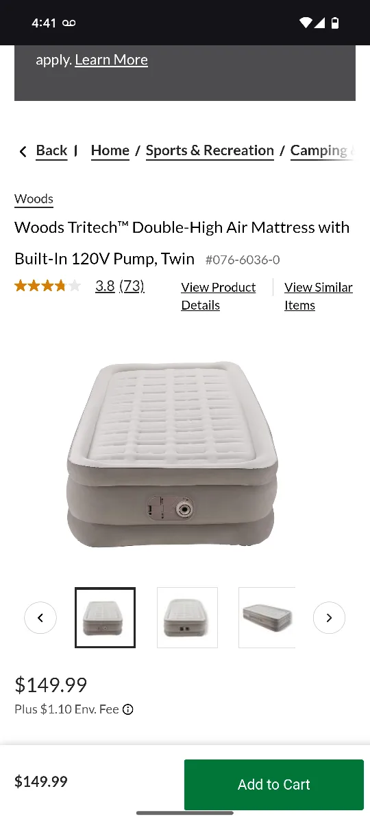 Roots Tritech Double-High Air Mattress - Twin thumbnail