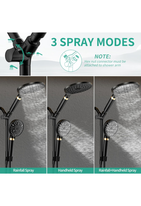 9-Spray Settings Shower Head - photo 4