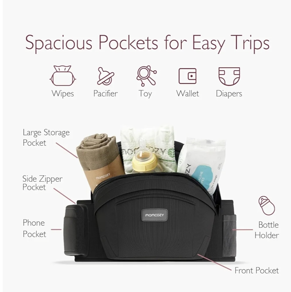 Momcozy Hip Seat Baby Carrier - Black - photo 3