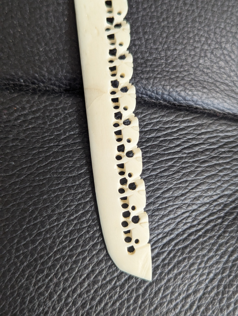 Vintage Bone Letter Opener with Elephant Design - photo 3