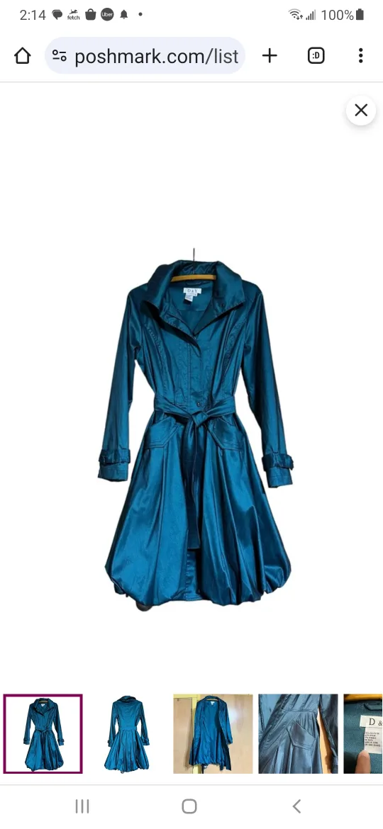 D & Y Teal  Bubble bottom rain coat thumbnail