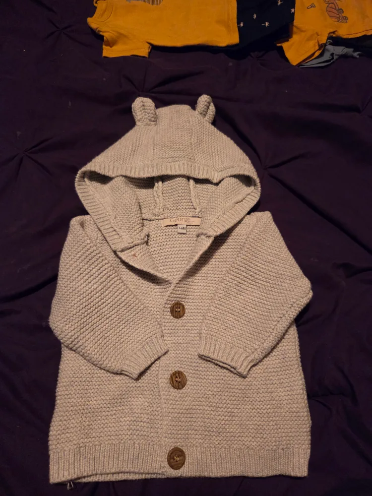George Baby Bear Hooded Cardigan 3-6M thumbnail