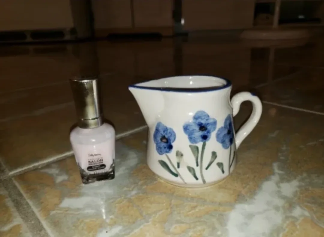 Ceramic Creamer Pitcher with Blue Floral Design image indicator(5)