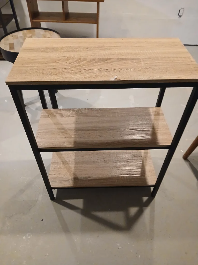 3-Tier Shelf Unit - Wood & Black Metal Frame thumbnail