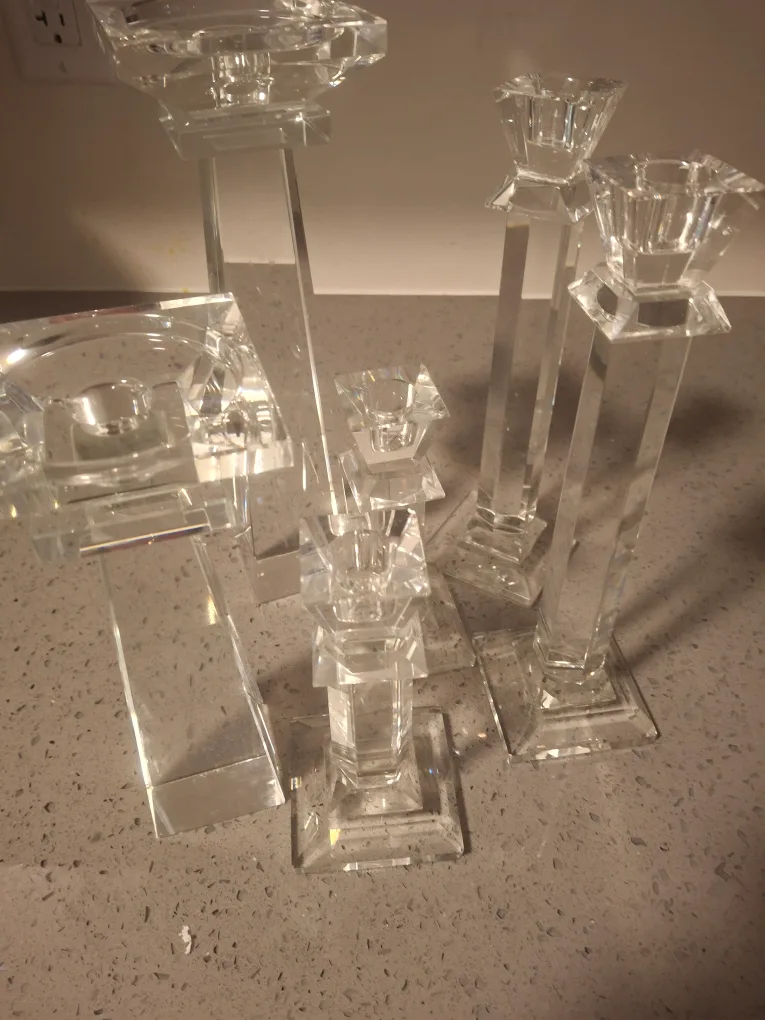 Crystal Candlestick Holders (Set of 5) thumbnail