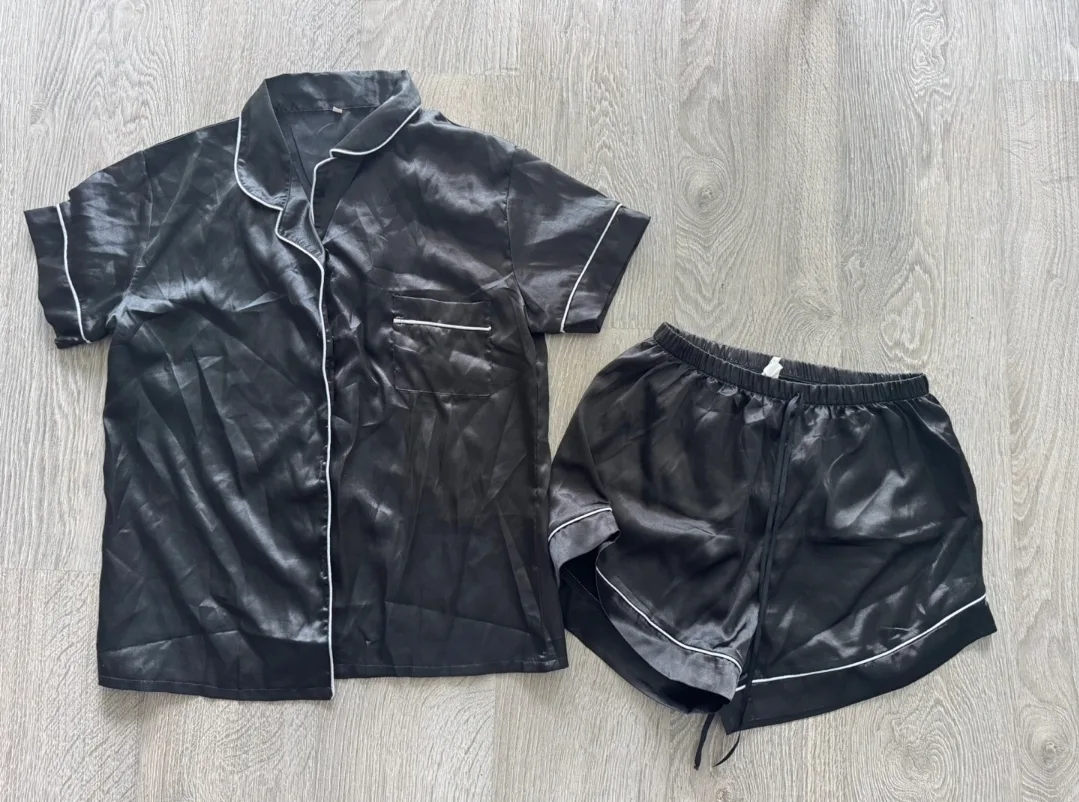 Black Satin Pajama Set M/L thumbnail