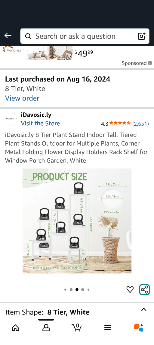 iDavosic.ly 8 Tier Plant Stand - White - photo 3