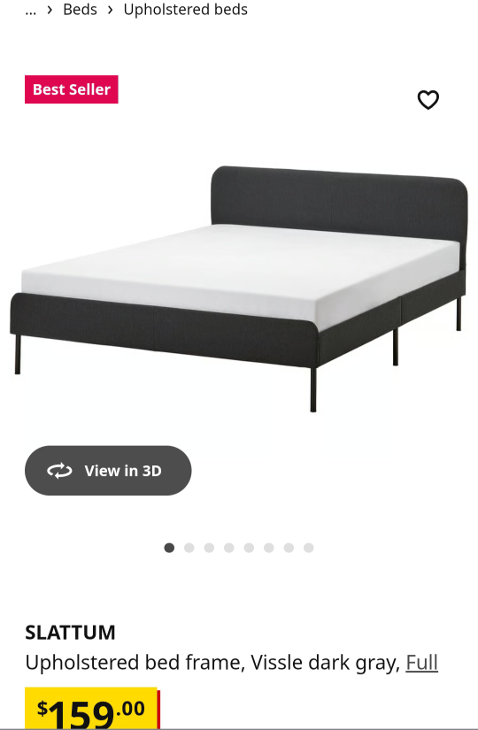 IKEA SLATTUM Full Bed Frame - light gray