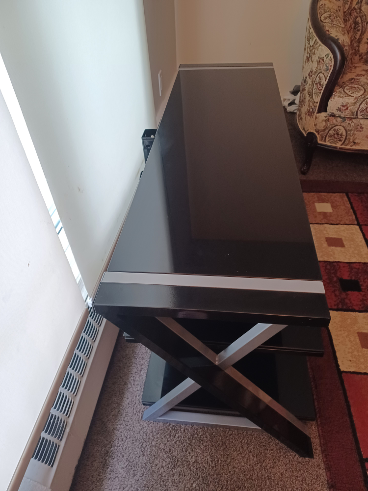 Black Glass Top TV Stand - photo 2