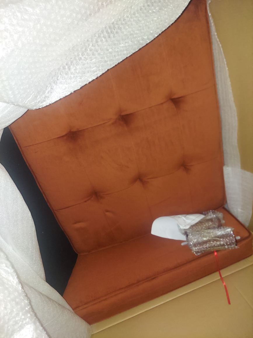 NEW In Open Box Mid Century Modern Orange Velvet Accent Chair - photo 3