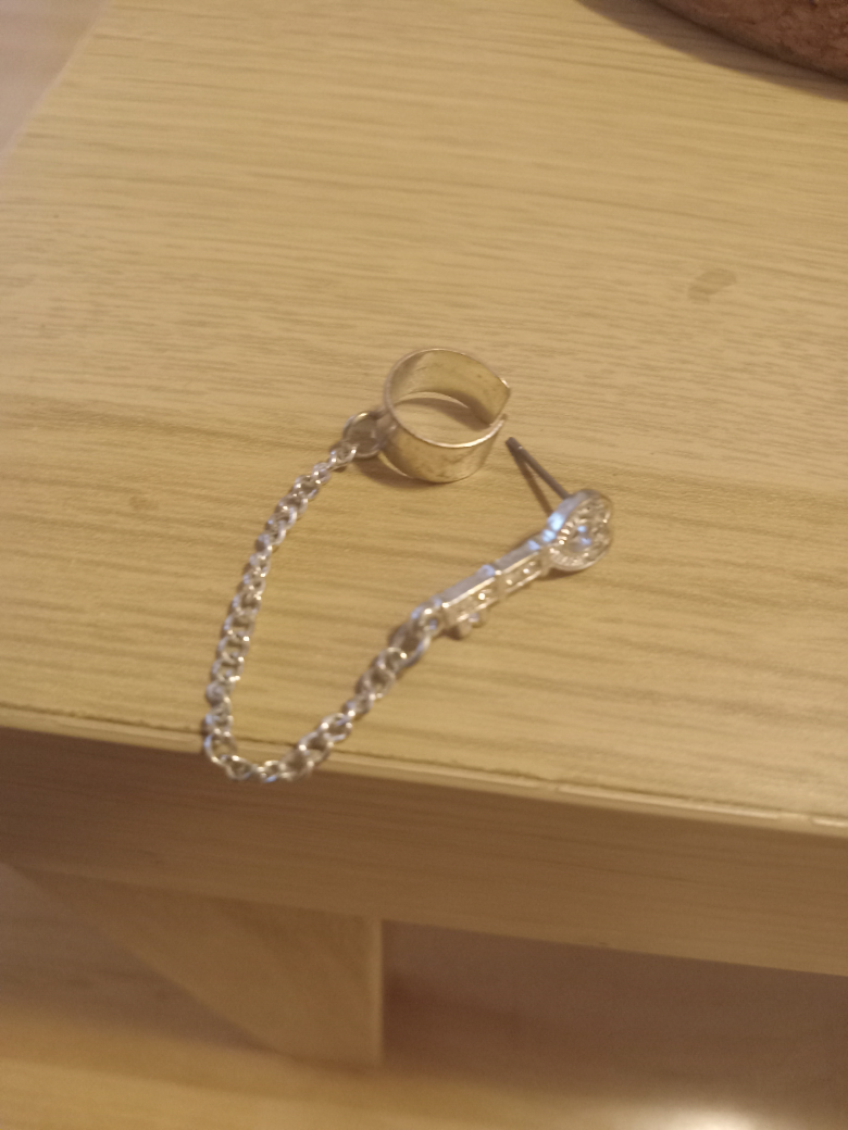 Silver Ear Cuff with Chain