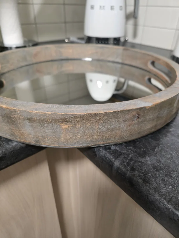 Round Wooden Mirror Tray with Handles image indicator(4)