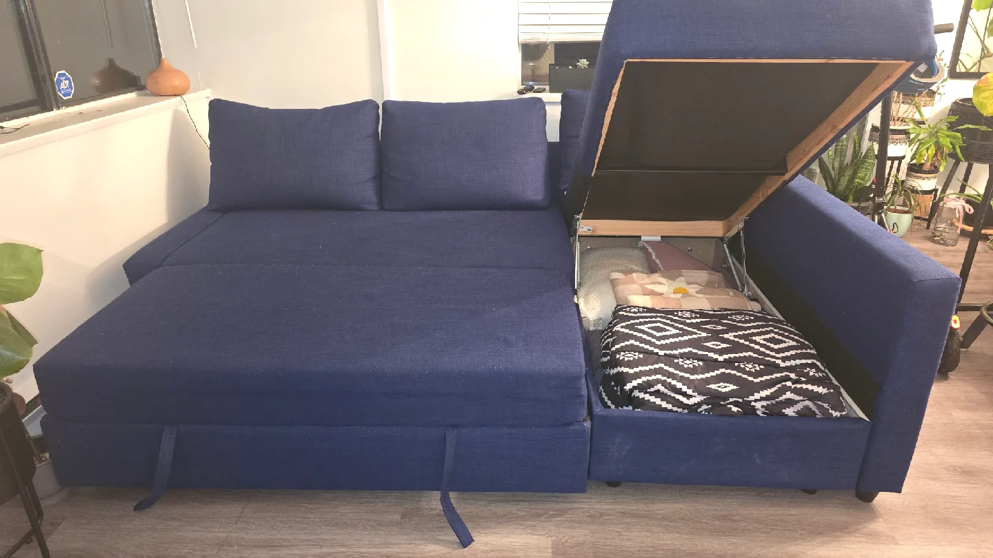 Blue Sofa Bed with Storage image indicator(2)