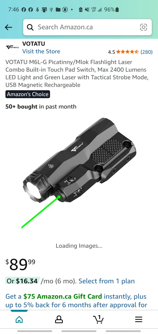 VOTATU M6L-G Flashlight Laser Combo - NEW thumbnail