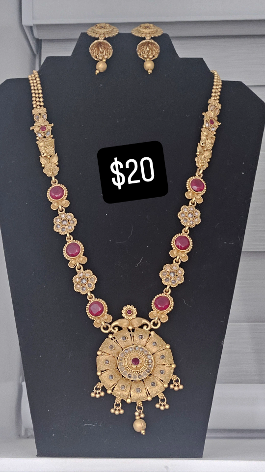 Gold Necklace & Earring Set - $20