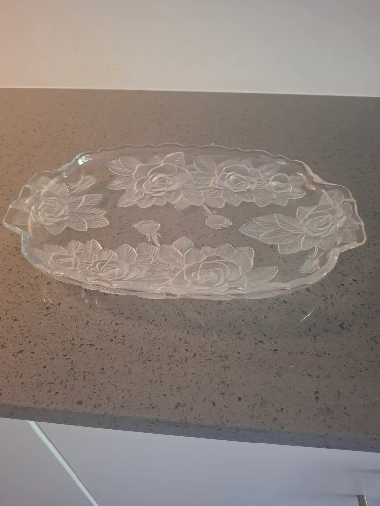 Floral Glass Serving Platter thumbnail
