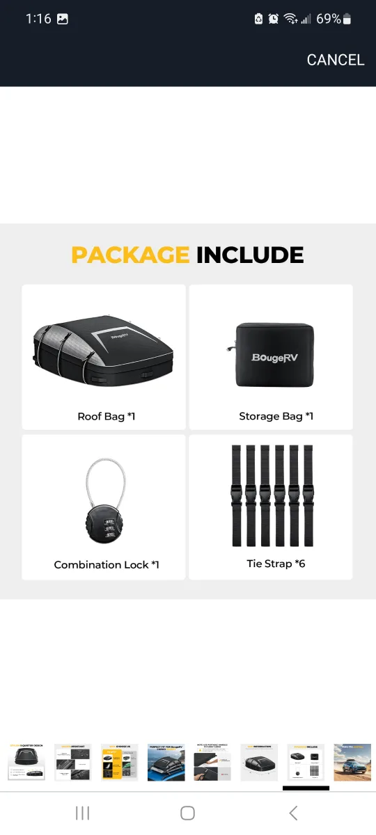 BougeRV Rooftop Cargo Carrier Bag - 39" x 35" x 13" brand new image indicator(3)