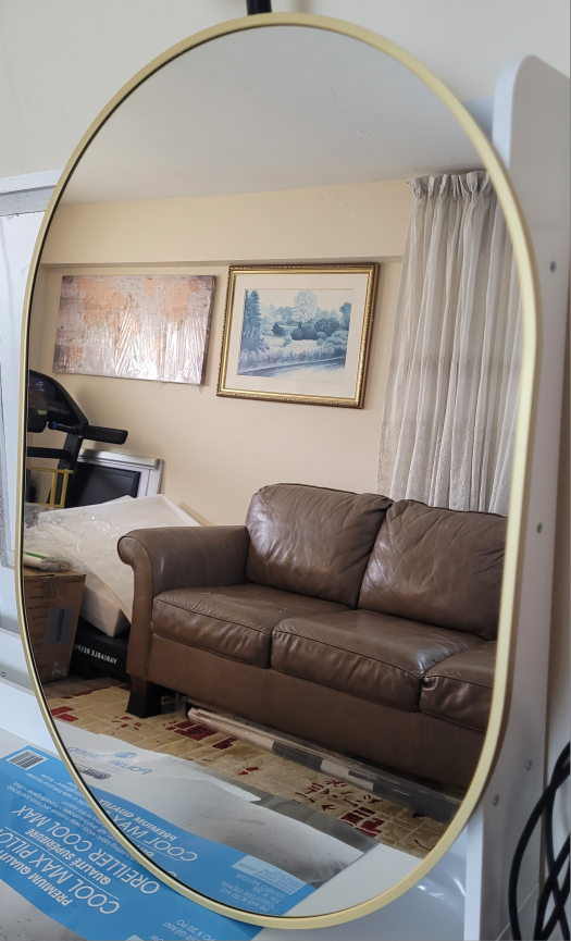 Oval Wall Mirror with Gold Frame