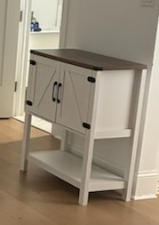 Farmhouse Entryway Table - White & Brown Accent Cabinet - photo 3