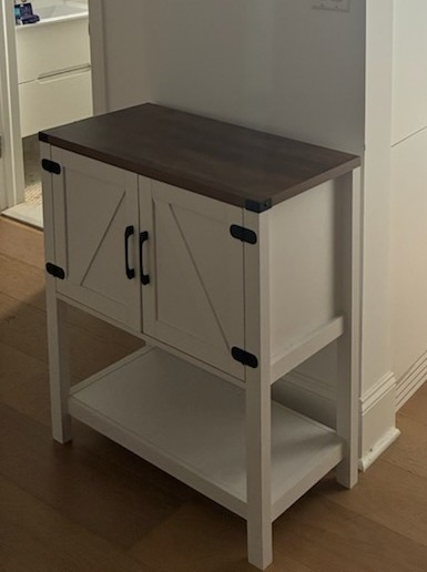 Farmhouse Entryway Table - White & Brown Accent Cabinet - photo 5