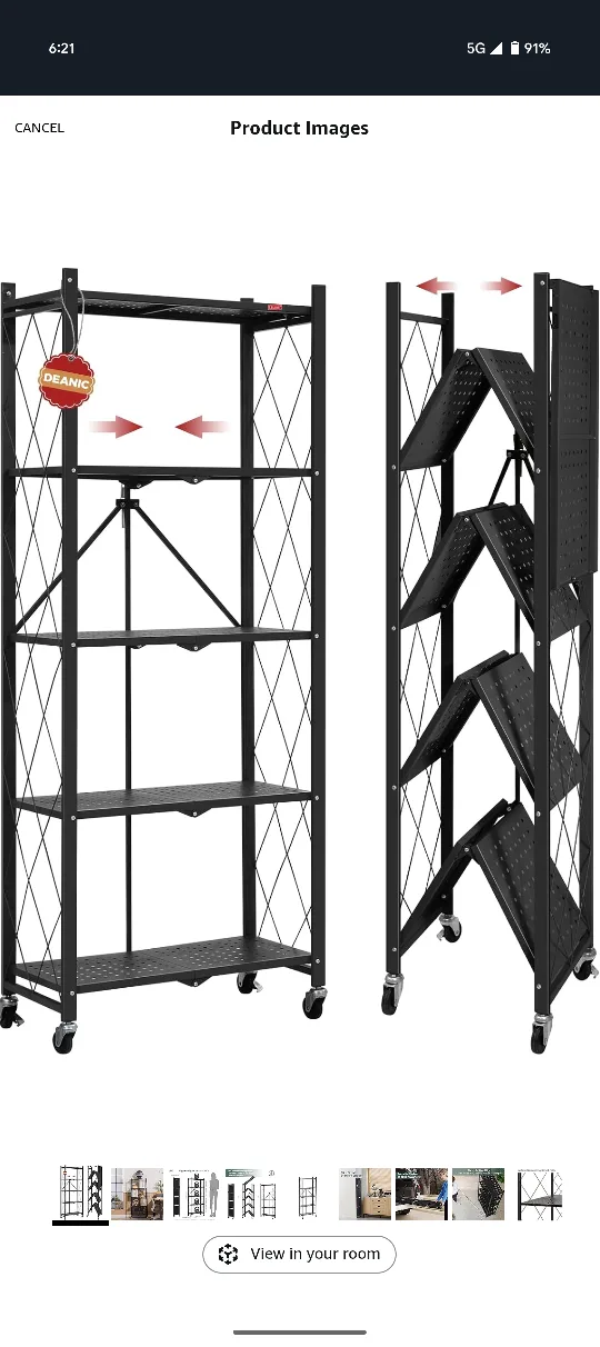 Folding Shelf Unit - Black Metal image indicator(6)