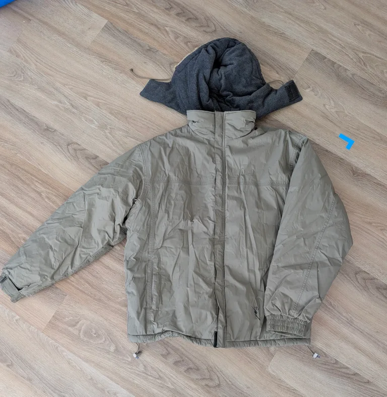 Khaki Jacket with Grey Hood thumbnail