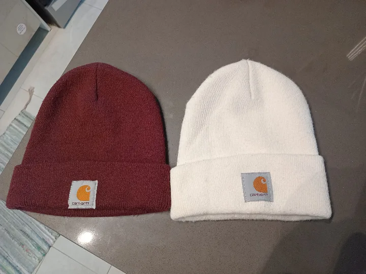 Carhartt Beanies - Burgundy & White thumbnail