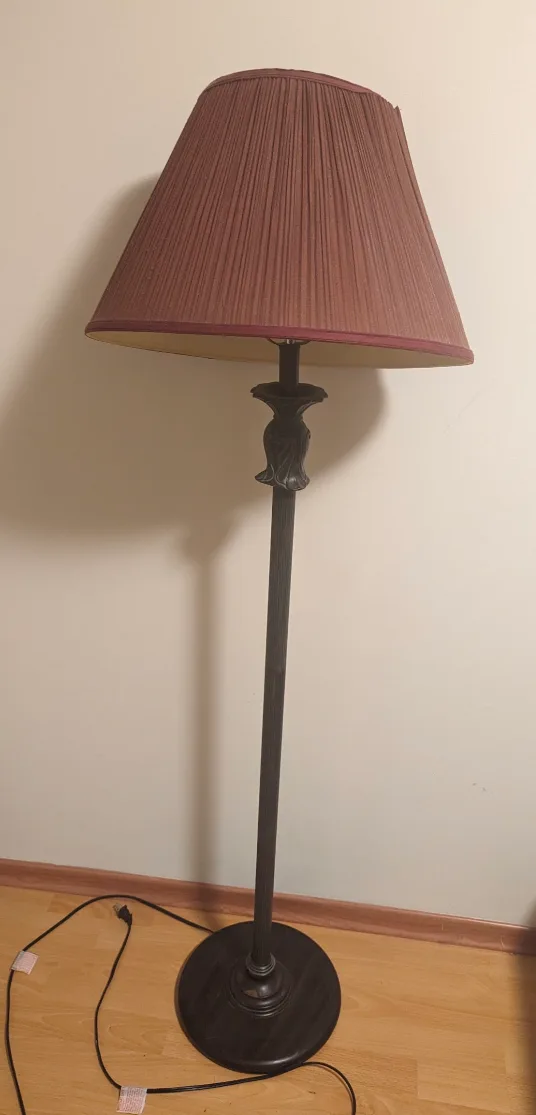 Floor Lamp with Burgundy Shade thumbnail