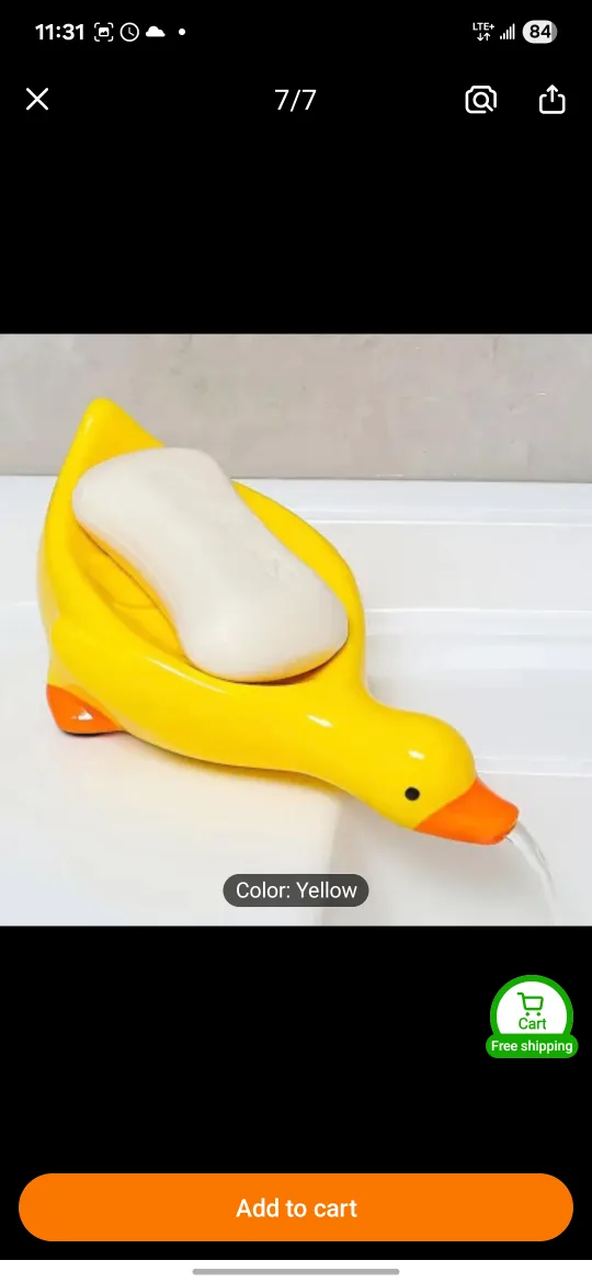 Cute Duck/Cat Soap Dish - Yellow/White, each 10 $. thumbnail