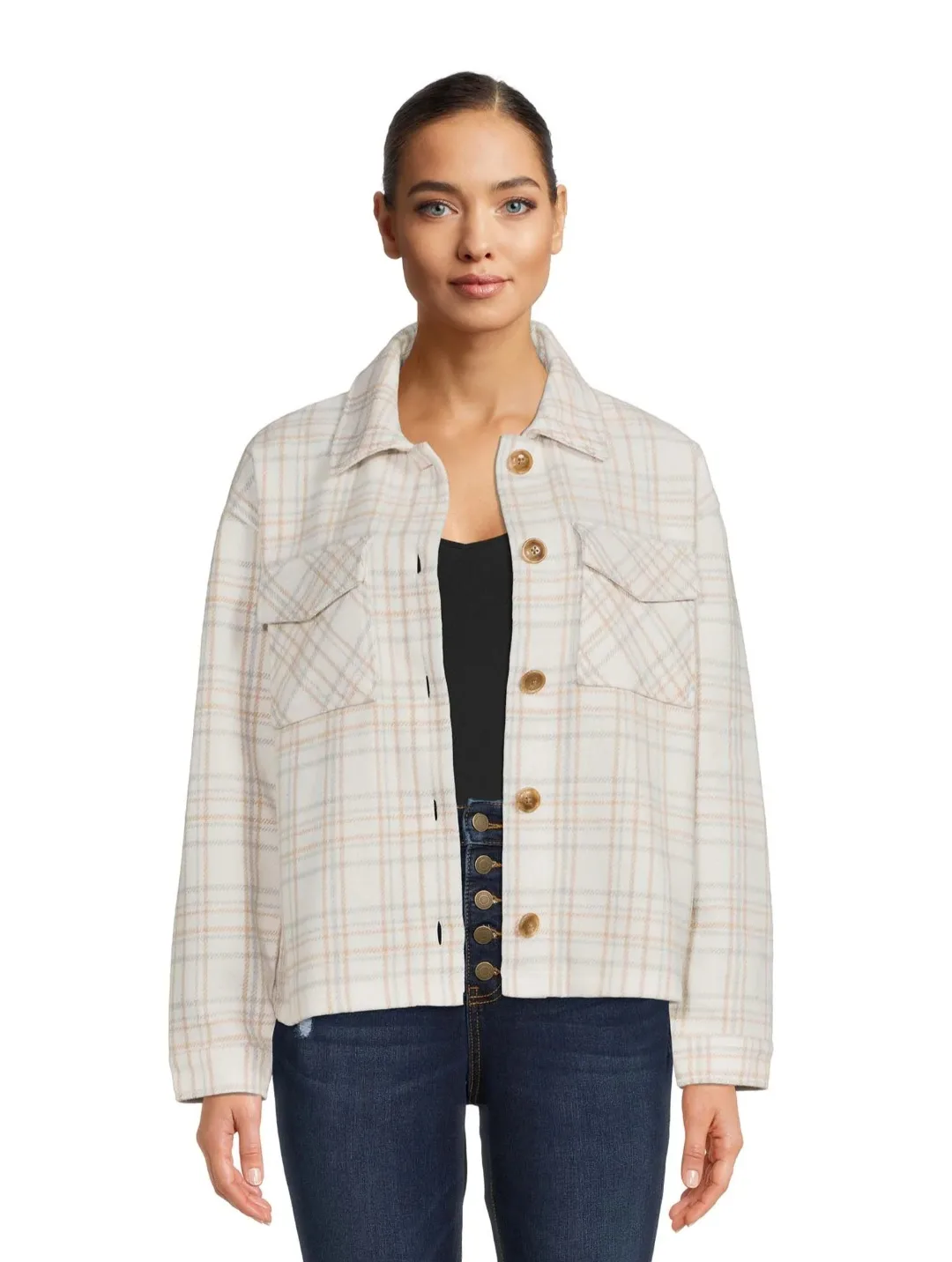 Time and Tru TT Crop Shacket Size M (8-10) thumbnail